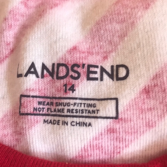 Lands End red and white stripe pajamas set size 14 - Picture 2 of 3